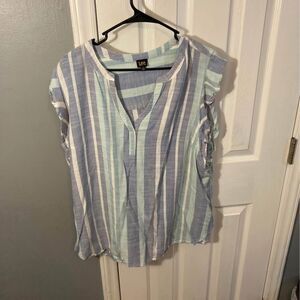 Lee Multicolor Striped Shirt With Ruffle Sleeves Size 2X